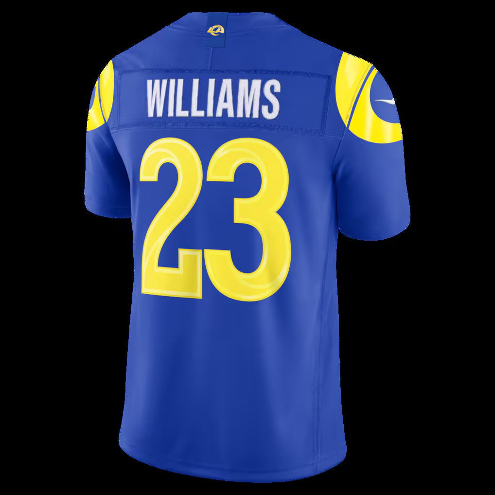 LA.Rams #23 Kyren Williams Royal Vapor F.U.S.E. Sewn Down Limited Stitched Football American Jersey - Main View