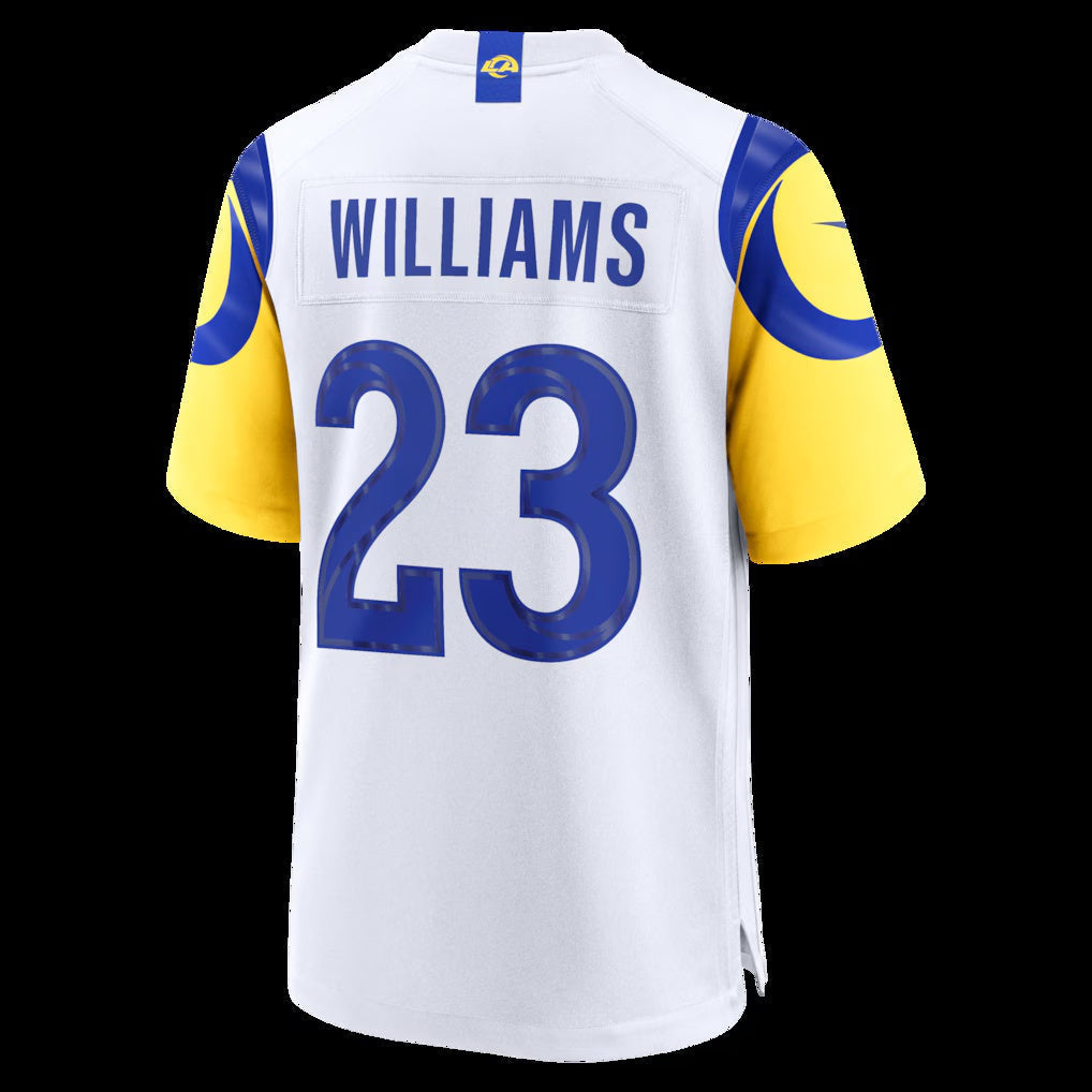 LA.Rams #23 Kyren Williams White White Game Player Stitched Football American Jersey - Main View
