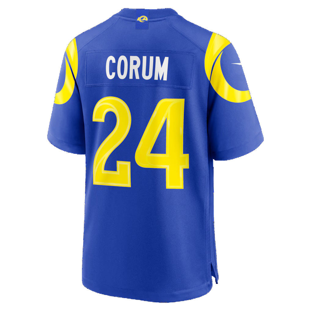 LA.Rams #24 Blake Corum Royal Game Football Jersey - Main View
