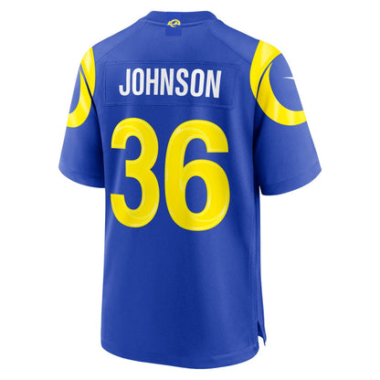 LA.Rams #36 Alex Johnson Royal Team Game Stitched Football American Jersey - Main View