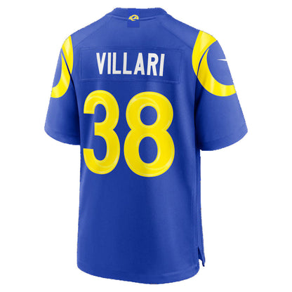 LA.Rams #38 Dan Villari Royal Game Football Jersey - Main View