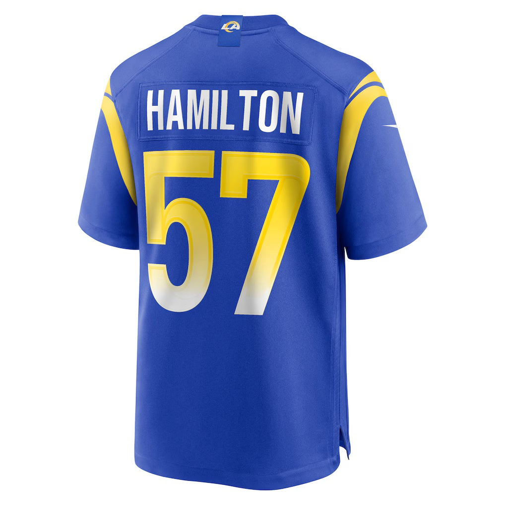 LA.Rams #57 Ty Hamilton Royal Team Game Stitched American Football Jerseys - Main View