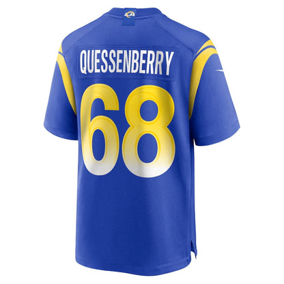 LA.Rams #68 David Quessenberry Royal Team Game Stitched American Football Jerseys - Main View