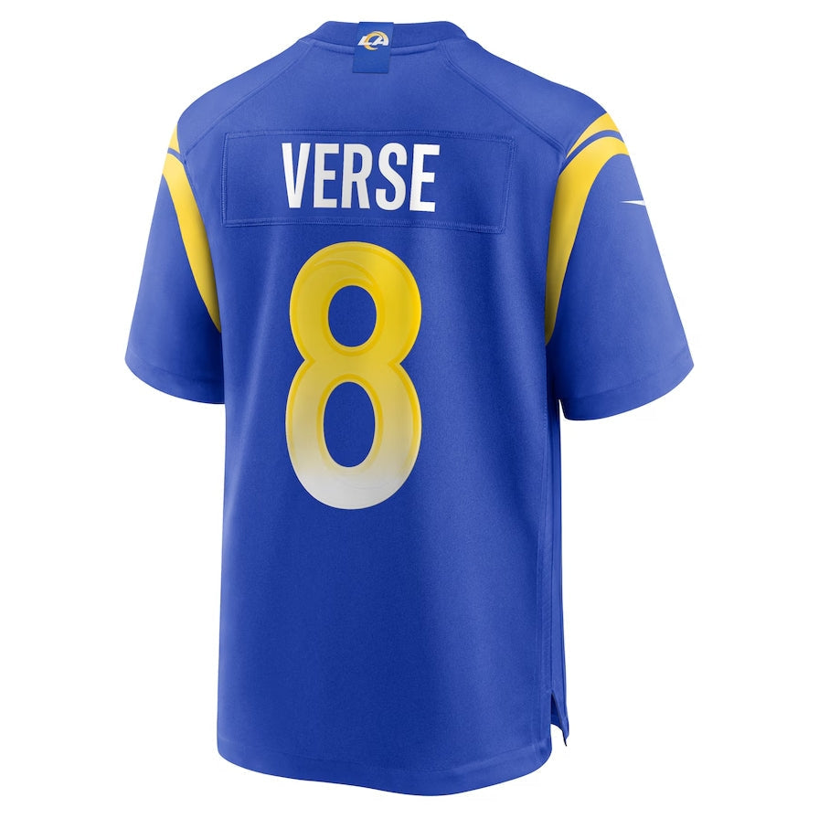 LA.Rams #8 Jared Verse Royal Player Game Stitched American Football Jerseys - Main View