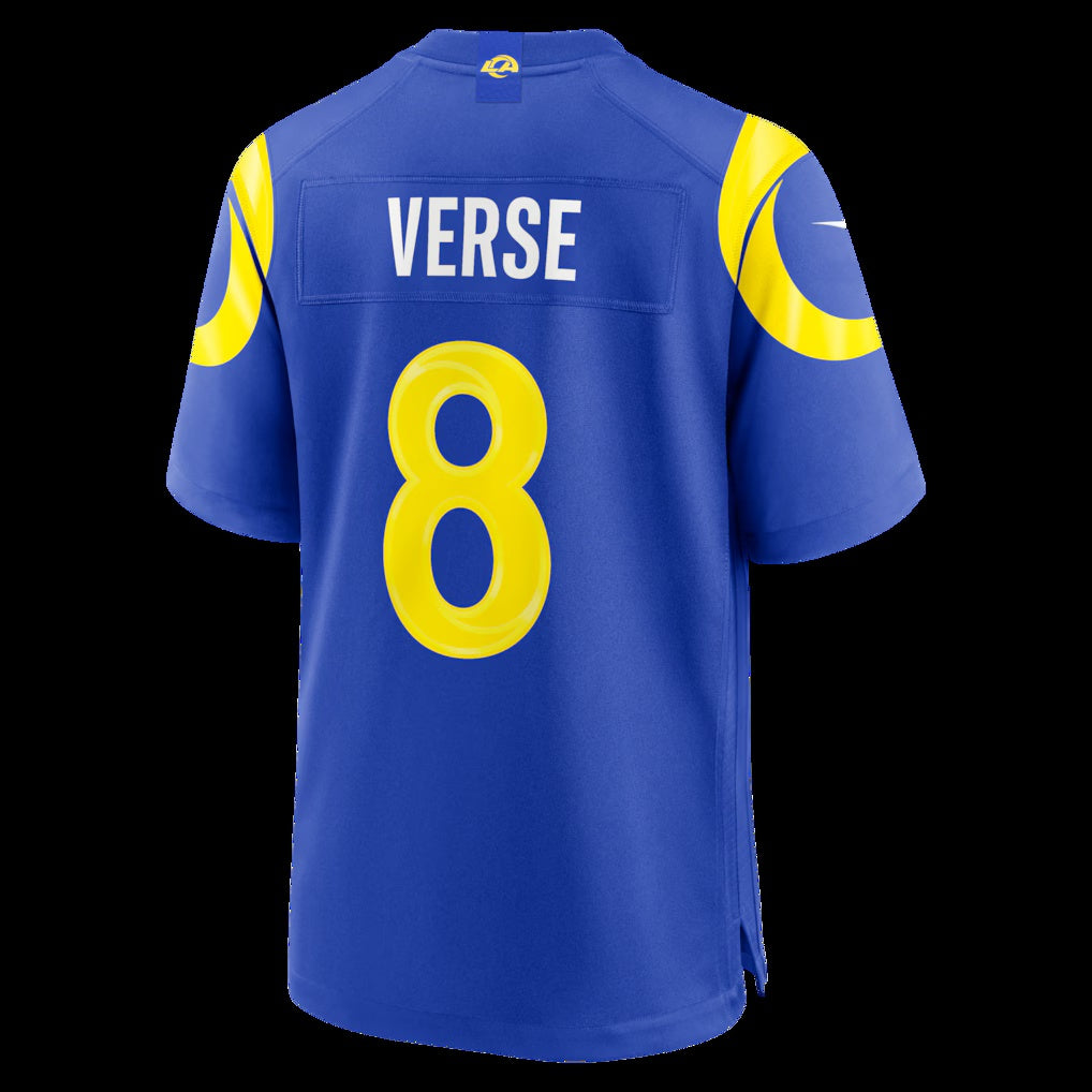 LA.Rams #8 Jared Verse Royal Team Game Player Stitched Football American Jersey - Main View