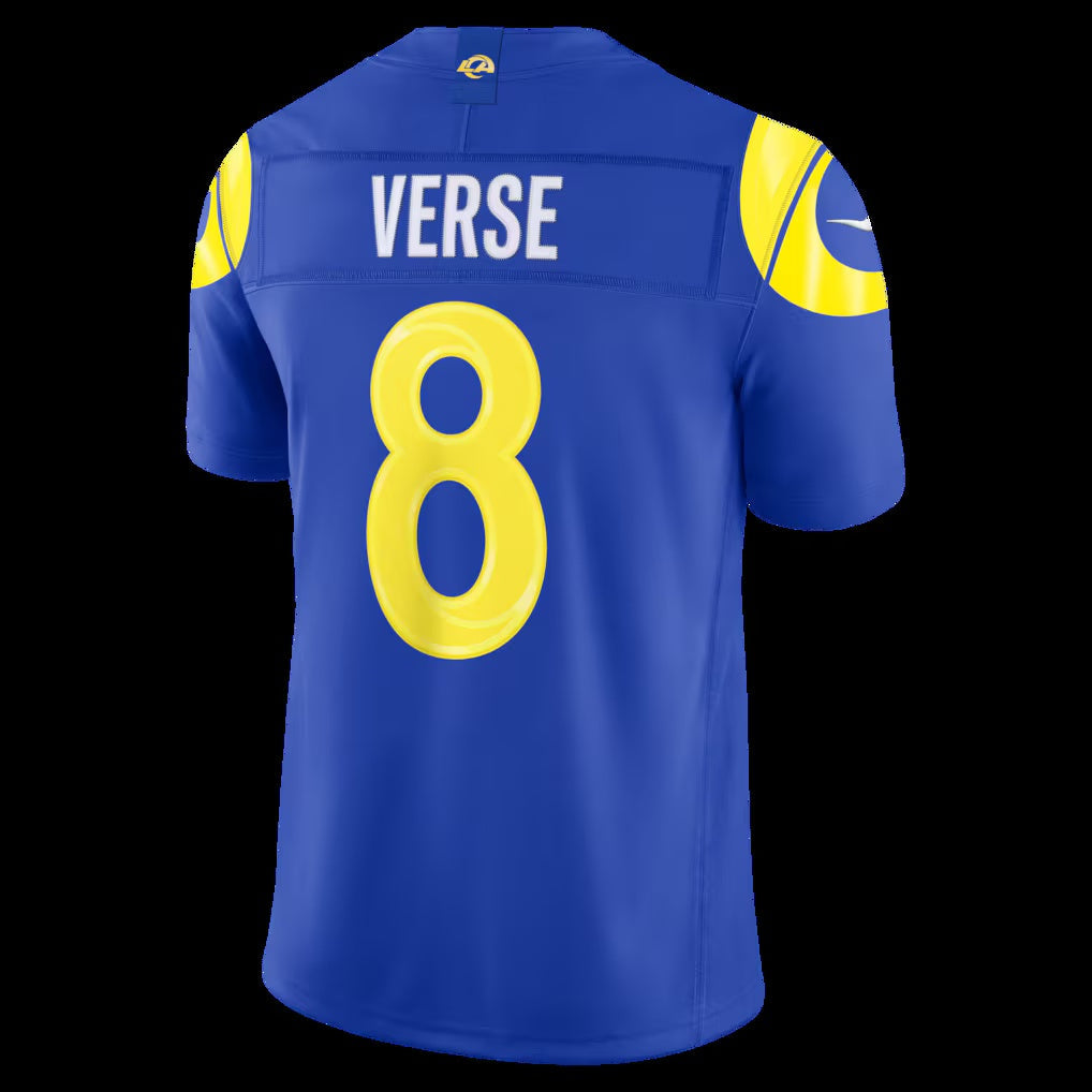 LA.Rams #8 Jared Verse Royal Vapor F.U.S.E. Sewn Down Limited Stitched Football American Jersey - Main View