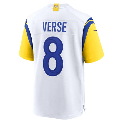 LA.Rams #8 Jared Verse White Game Stitched American Football Jerseys - Main View