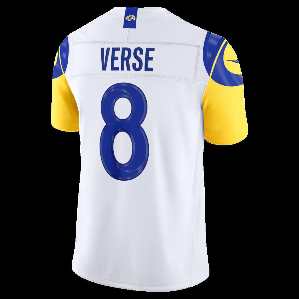 LA.Rams #8 Jared Verse White Vapor F.U.S.E. Sewn Down Limited Stitched Football American Jersey - Main View