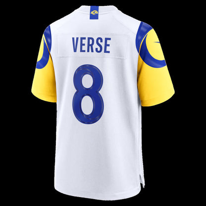LA.Rams #8 Jared Verse White White Game Player Stitched Football American Jersey - Main View
