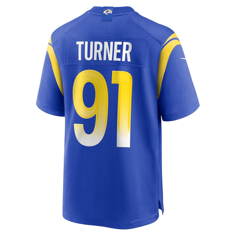 LA.Rams #91 Kobie Turner Royal Home Game Stitched American Football Jerseys - Main View