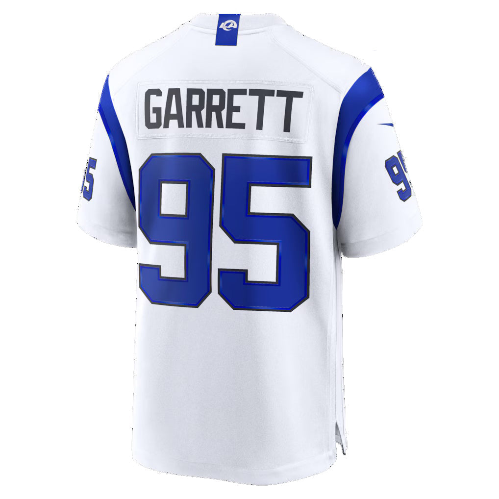 LA.Rams #95 Myles Garrett Fearsome White Game Football Jersey - Main View