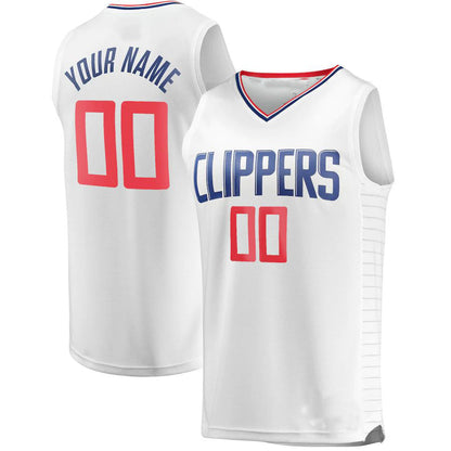 Custom LA.Clippers Fanatics Branded Fast Break Replica Jersey White Association Edition Stitched Basketball Jersey - Main View