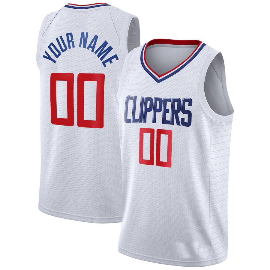 Custom LA.Clippers 2020-21 Swingman White Association Edition Stitched Basketball Jersey - Main View