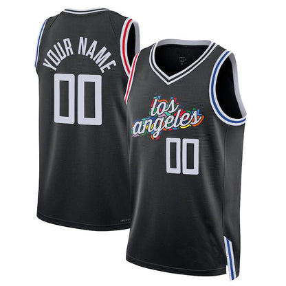 Custom LA.Clippers Unisex 2022-23 Swingman Jersey City Edition Black Stitched Basketball Jersey - Main View