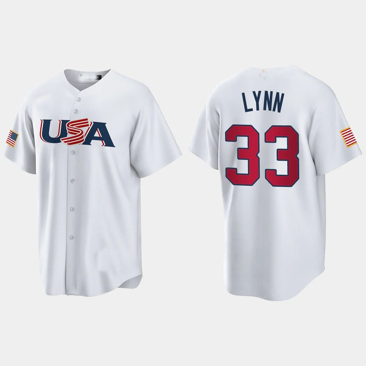 #33 LANCE LYNN CHICAGO WHITE SOX 2023 WORLD BASEBALL CLASSIC USA REPLICA JERSEY ¨C WHITE Stitches Baseball Jerseys - Main View