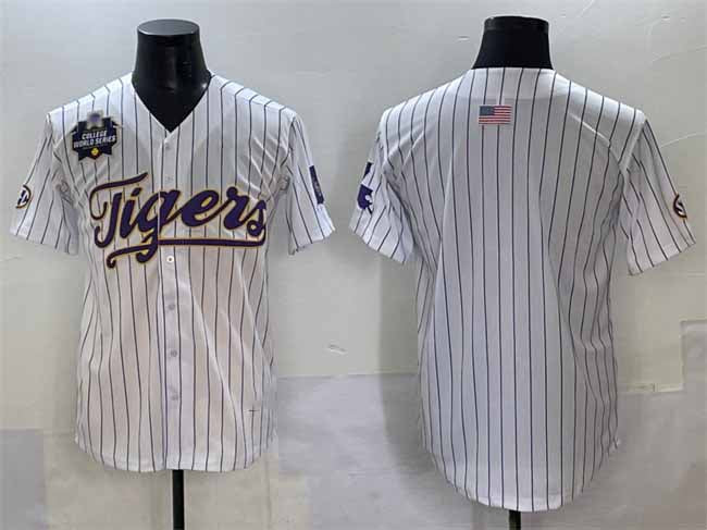 L.Tigers Blank White Pinstripe 2025 World Series Stitched Baseball American College Jerseys - Main View