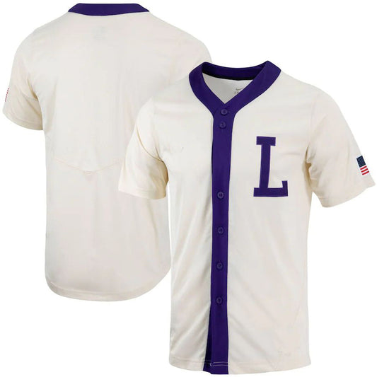 L.Tigers Replica Full-Button Baseball Jersey Natural Stitched American College Jerseys - Main View