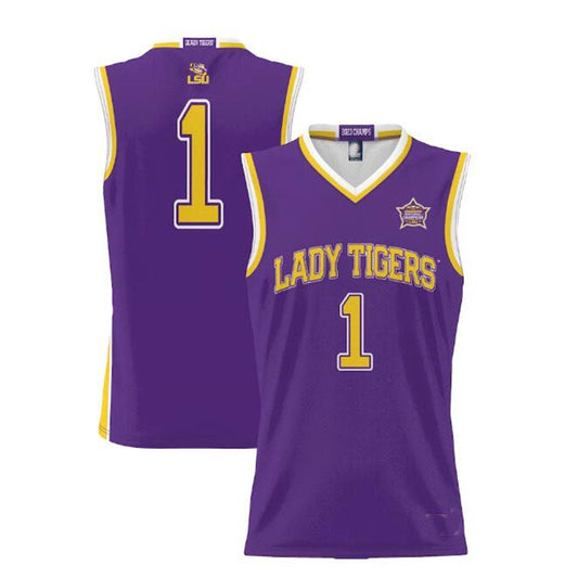 #1 L.Tigers ProSphere 2023 Basketball National Champions Basketball Jersey - Purple Stitched American College Jerseys - Main View