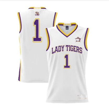 #1 L.Tigers ProSphere 2023 Basketball National Champions Basketball Jersey - White Stitched American College Jerseys - Main View