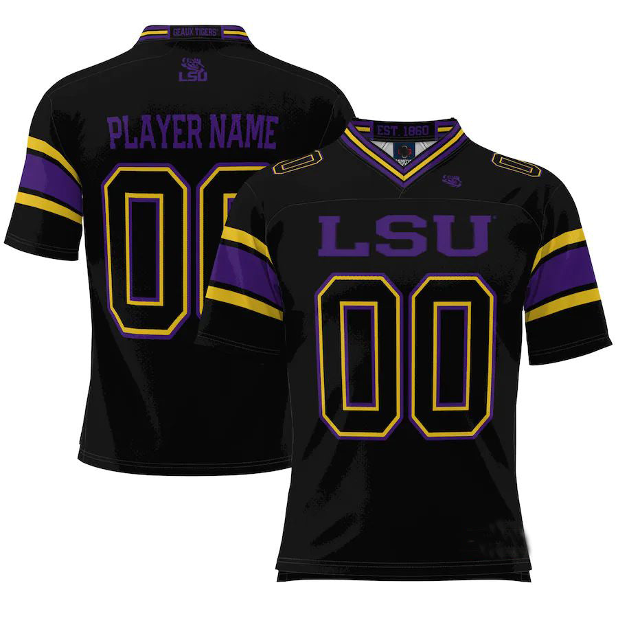 Custom L.Tigers ProSphere NIL Pick-A-Player Football Jersey Black American Stitched College Jerseys - Main View