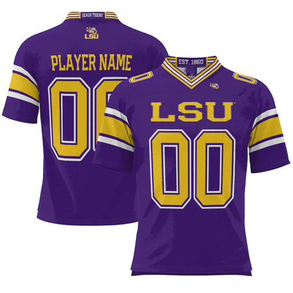 Custom L.Tigers ProSphere NIL Pick-A-Player Football Jersey Purple American Stitched College Jerseys - Main View