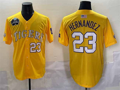 L.Tigers #23 Luis Hernandez Gold 2025 World Series Stitched Baseball American College Jerseys - Main View