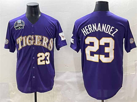 L.Tigers #23 Luis Hernandez Purple 2025 World Series Stitched Baseball American College Jerseys - Main View
