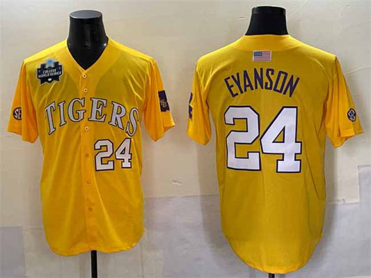 L.Tigers #24 Anthony Eyanson Gold 2025 World Series Stitched Baseball American College Jerseys - Main View