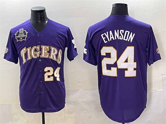 L.Tigers #24 Anthony Eyanson Purple 2025 World Series Stitched Baseball American College Jerseys - Main View