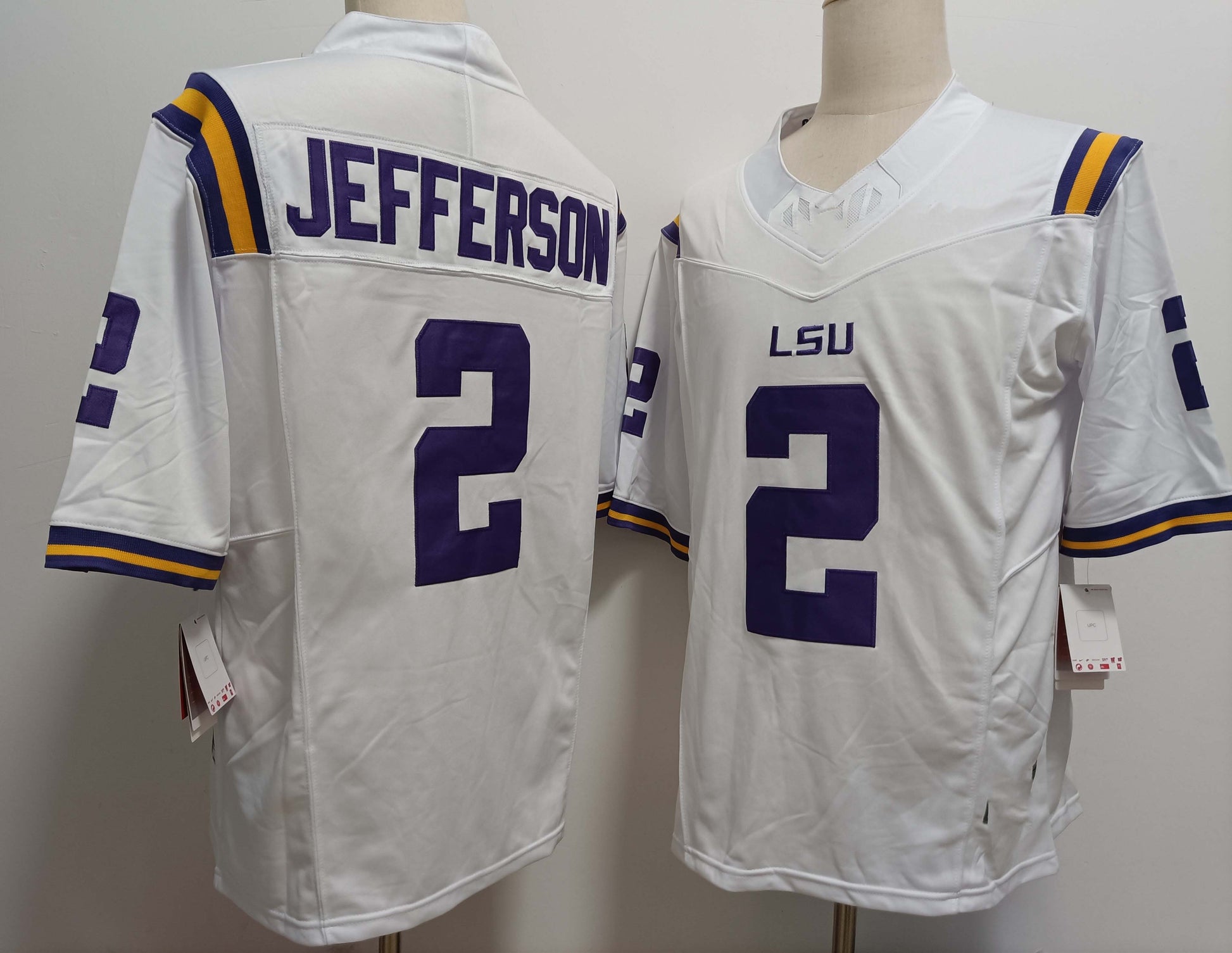 L.Tigers #2 Justin Jefferson White FUSE Stitched American College Jerseys - Main View