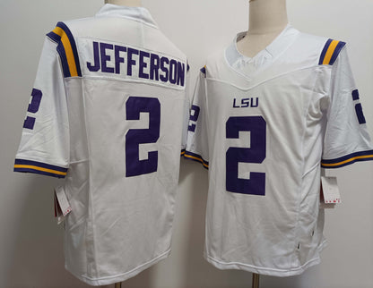 L.Tigers #2 Justin Jefferson White FUSE Stitched American College Jerseys - Main View
