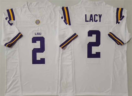 L.Tigers #2 Kyren Lacy White F.U.S.E. Stitched American College Jerseys - Main View