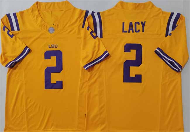 L.Tigers #2 Kyren Lacy Yellow F.U.S.E. Stitched American College Jerseys - Main View