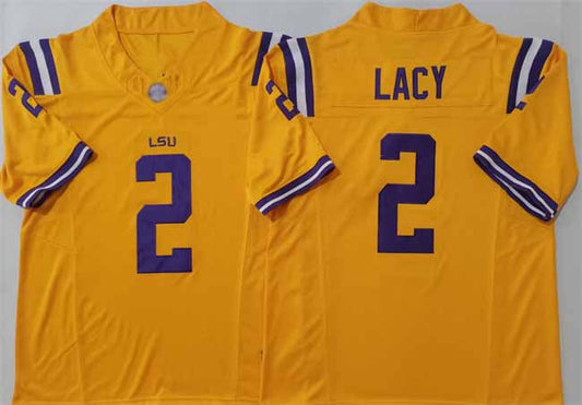 L.Tigers #2 Kyren Lacy Yellow F.U.S.E. Stitched American College Jerseys - Main View