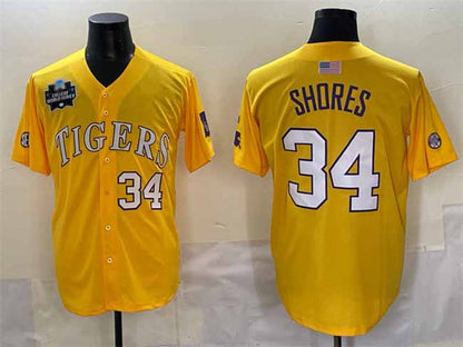 L.Tigers #34 Chase Shores Gold 2025 World Series Stitched Baseball American College Jerseys - Main View