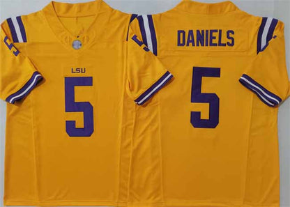 L.Tigers #5 Jayden Daniels Yellow F.U.S.E. Stitched American College Jerseys - Main View