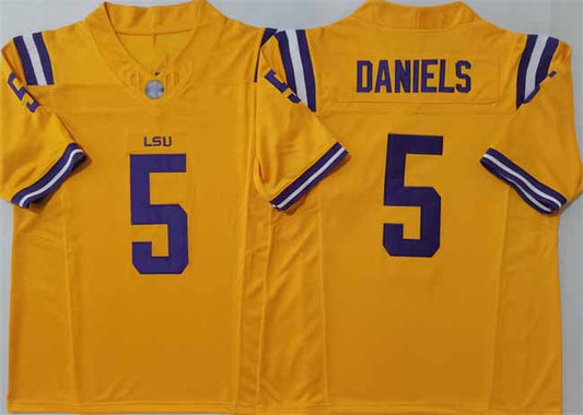 L.Tigers #5 Jayden Daniels Yellow F.U.S.E. Stitched American College Jerseys - Main View
