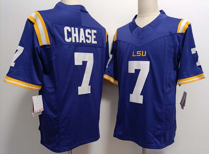 L.Tigers #7 JaMarr Chase Purple FUSE Stitched American College Jerseys - Main View