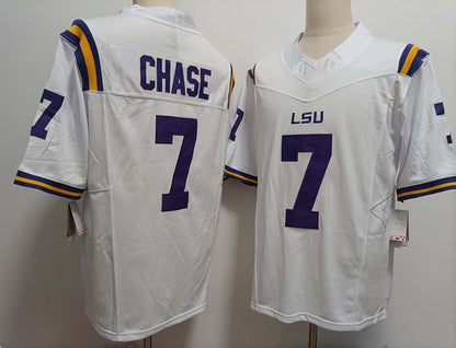 L.Tigers #7 JaMarr Chase White FUSE Stitched American College Jerseys - Main View