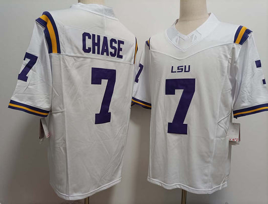 L.Tigers #7 JaMarr Chase White FUSE Stitched American College Jerseys - Main View