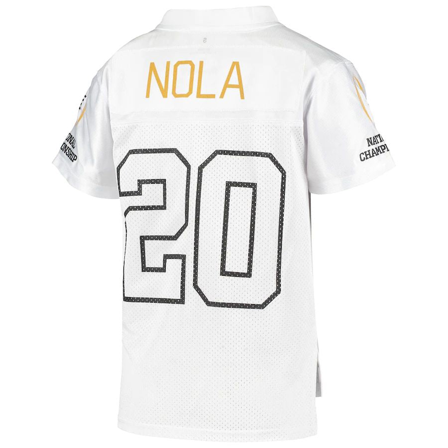 LSU Tigers vs #20 C.Tigers Fanatics Branded 2020 CFP National Championship Matchup Replica Jersey White Stitched American College Jerseys - Main View