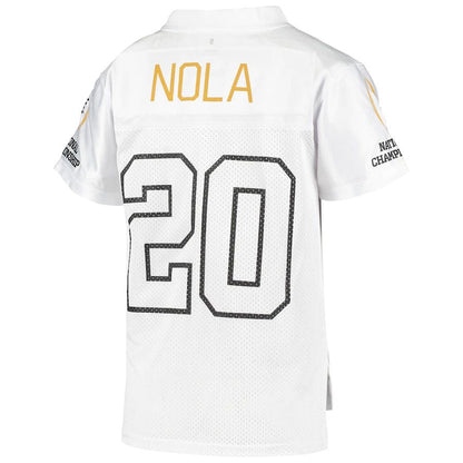 LSU Tigers vs #20 C.Tigers Fanatics Branded 2020 CFP National Championship Matchup Replica Jersey White Stitched American College Jerseys - Main View