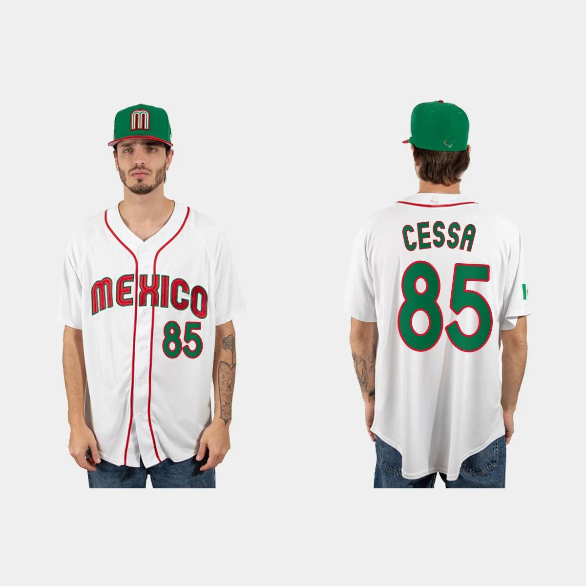 #85 LUIS CESSA MEXICO BASEBALL 2023 WORLD BASEBALL CLASSIC JERSEY ¨C WHITE Stitches Baseball Jerseys - Main View
