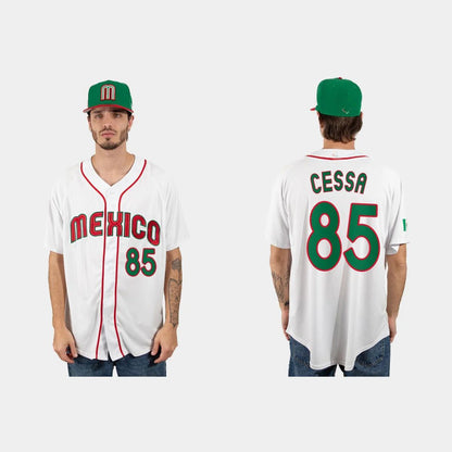 #85 LUIS CESSA MEXICO BASEBALL 2023 WORLD BASEBALL CLASSIC JERSEY ¨C WHITE Stitches Baseball Jerseys - Main View