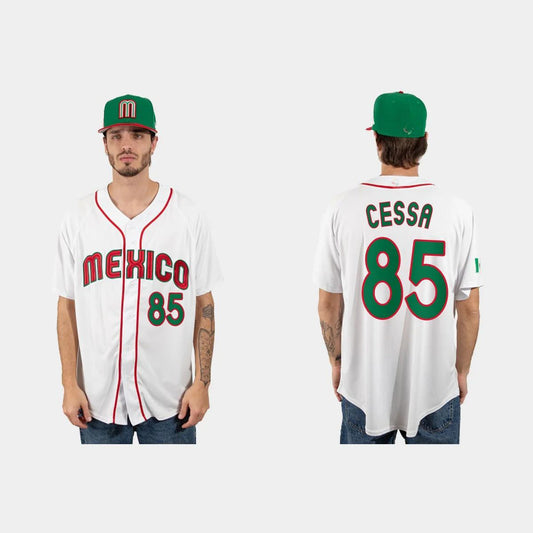 #85 LUIS CESSA MEXICO BASEBALL 2023 WORLD BASEBALL CLASSIC JERSEY - WHITE Stitches Baseball Jerseys