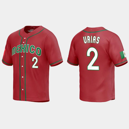 #2 LUIS URIAS MEXICO BASEBALL 2023 WORLD BASEBALL CLASSIC REPLICA JERSEY ¨C RED Stitches Baseball Jerseys - Main View
