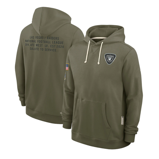 LV.Raiders Olive 2025 Salute to Service Sideline Standard Issue Dri-FIT Hoodie Stitched American Football Jerseys - Main View