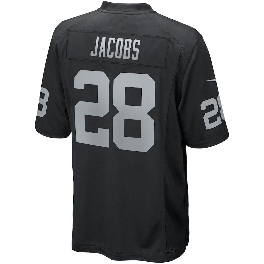 L.Raiders #28 Josh Jacobs Black Game Player Jersey Stitched American Football Jerseys - Main View