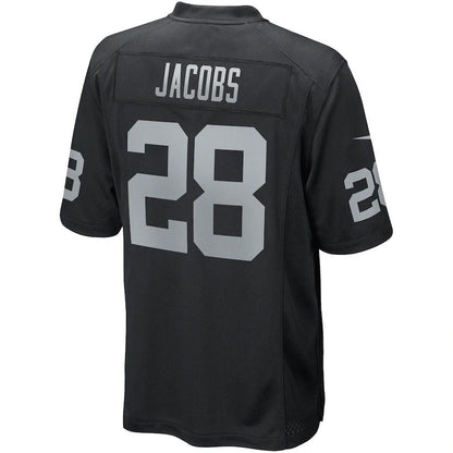 L.Raiders #28 Josh Jacobs Black Game Player Jersey Stitched American Football Jerseys - Main View