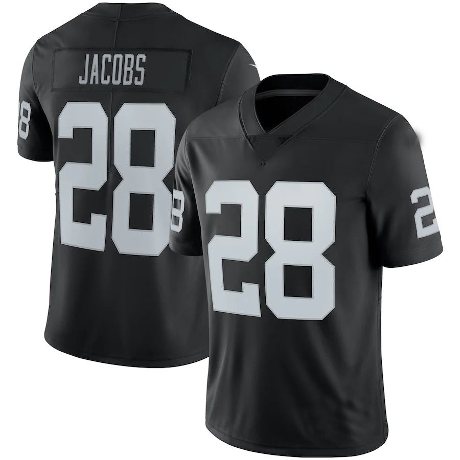L.Raiders #28 Josh Jacobs Black Vapor Limited Jersey Stitched American Football Jerseys - Main View